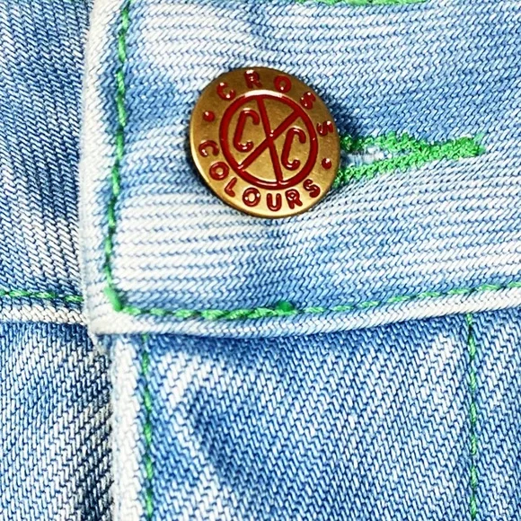 Cross Colours Cuffed Denim Short Ya Dig Hip Hop in Vintage Indigo NWOT (32) - Picture 3 of 9